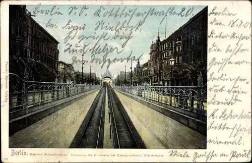 Ak Berlin Schöneberg, Bahnhof Nollendorfplatz, Übergang der Hochbahn zur Untergrundbahn