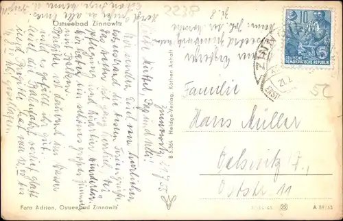 Ak Ostseebad Zinnowitz auf Usedom, Straßenszene