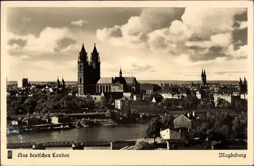Ak Magdeburg an der Elbe, Panorama vom Ausstellungsturm, Dom