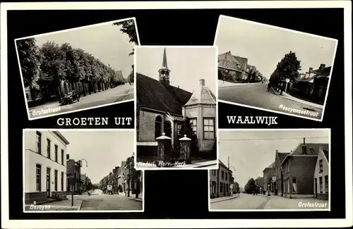 Ak Waalwijk Nordbrabant Niederlande, Ned. Herv. Kerk, Grotestraat, Besoyen