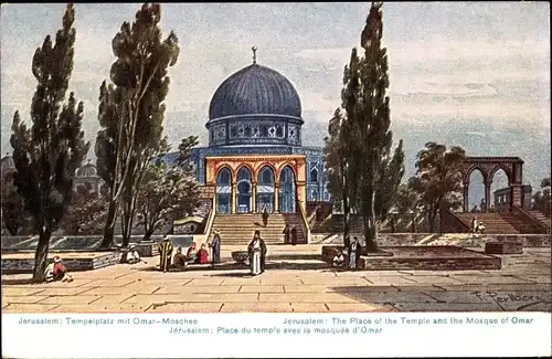 Künstler Ak Perlberg, F., Jerusalem Israel, Omarmoschee, Tempelplatz