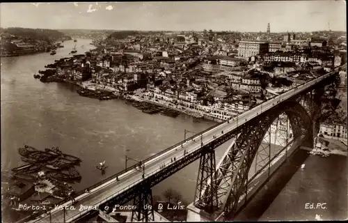 Ak Porto Portugal, Ponte de D. Luis, Luftaufnahme