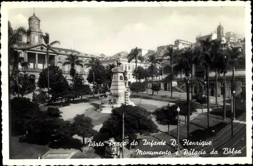 Ak Porto Portugal, Praca do Infante D. Henrique, Monumento e Palacio da Bolsa