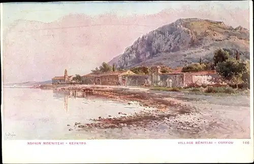 Künstler Ak Bénitsai Korfu Griechenland, Vue du Village