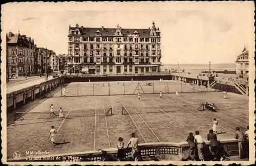 Ak Middelkerke Westflandern, Grand Hotel de la Plage, Tennisplatz