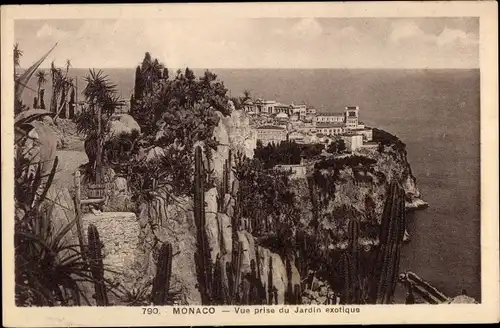 Ak Monaco, Vue prise du Jardin exotique