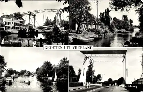 Ak Vreeland aan de Vecht Utrecht, Oude Vechtbrug, Sluisje, Vecht, Provincialeweg