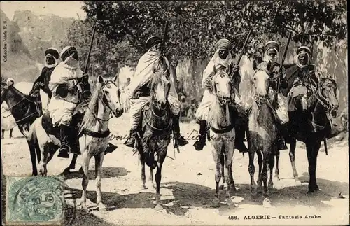 Ak Maghreb, Scenes et Types, Fantasia Arabe, Pferde, Reiter, Gewehre