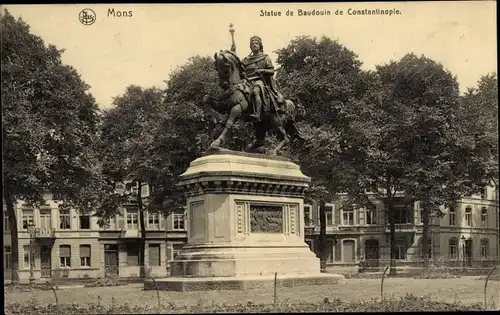 Ak Mons Wallonien Hennegau, Statue de Baudouin de Constantinople, Denkmal