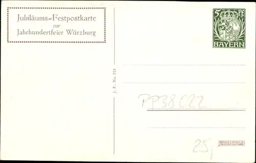 Ganzsachen Ak Würzburg am Main Unterfranken, 100 Jahre Zugehörigkeit zum Königreich Bayern 1914