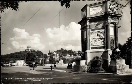 Ak Torino Turin Piemonte, Monumento all Artigliere e Monte Cappuccini