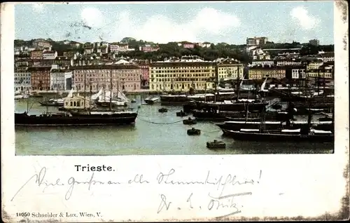 Ak Triest Trieste Friuli Venezia Giulia, Hafenpartie