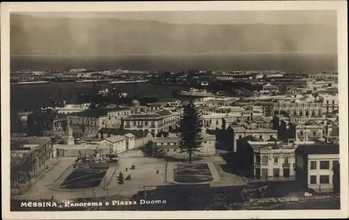 Ak Messina Sizilien, Panorama e Piazza Duomo