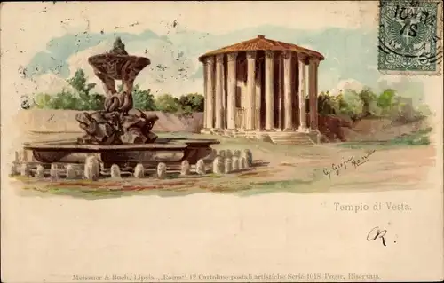 Künstler Litho Gioja, Roma Rom Lazio, Vesta Tempel, Statue