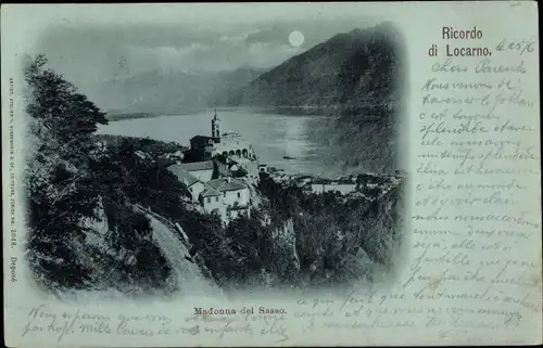 Mondschein Ak Locarno Kanton Tessin Schweiz, Madonna del Sasso