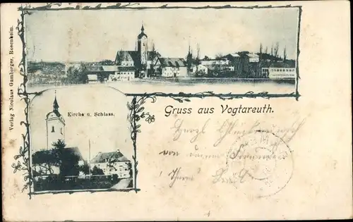 Ak Vogtareuth in Oberbayern, Ortsansicht, Kirche, Schloss