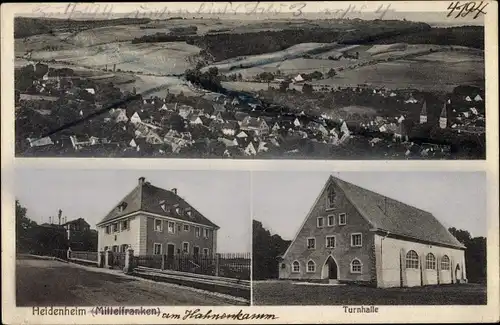 Ak Heidenheim am Hahnenkamm Mittelfranken, Panorama, Turnhalle