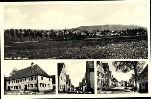 Ak Weiltingen in Mittelfranken Bayern, Handlung von Franz Hager, Adlergasse, Marktplatz