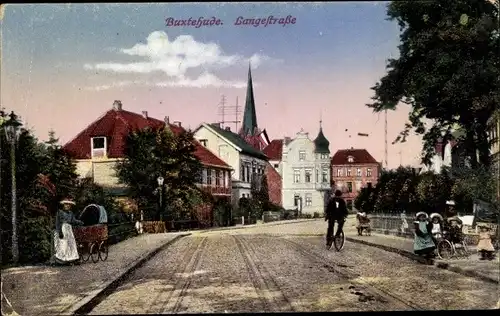 Ak Buxtehude in Niedersachsen, Lange Straße, Kinderwagen