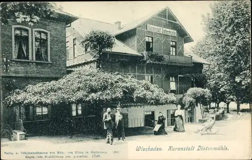 Ak Wiesbaden in Hessen, Kuranstalt Dietenmühle, Gäste