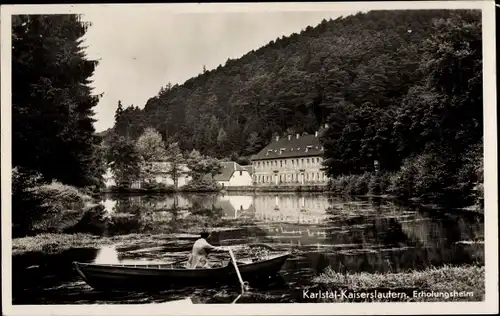 Ak Kaiserslautern in der Pfalz, Karlstal, Erholungsheim, Ruderboot