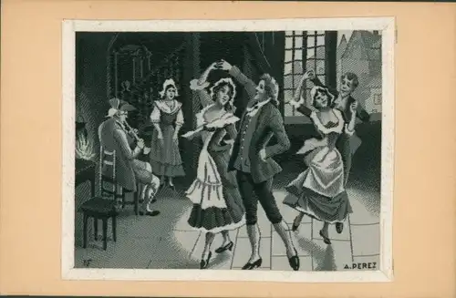 Stoff Künstler Ak Peres, A., Tanzende Paare