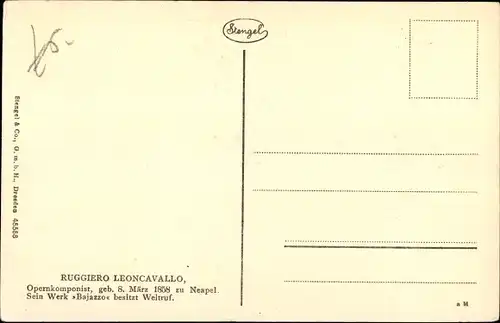 Ak Ruggiero Leoncavallo, Opernkomponist