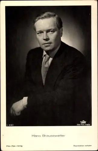 Ak Schauspieler Hans Brausewetter, Film Foto Verlag A 3510/1, Portrait