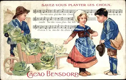 Lied Ak Savez vous planter les choux, Cacao Bensdorp, Reklame