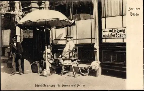 Ak Berlin, Stiefel Reinigung für Damen und Herren, Schuhputzer, Berliner Typen