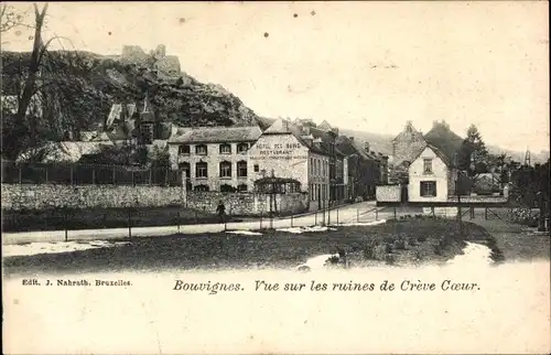 Ak Bouvignes sur Meuse Wallonien Namur, Vue sur les ruines de Creve Coeur