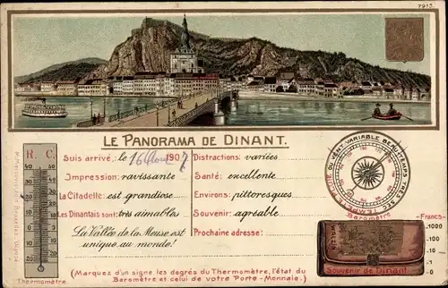 Präge Wappen Litho Dinant Wallonien Namur, Panorama