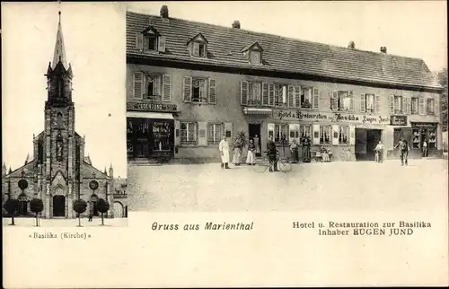 Ak Marienthal Haguenau Hagenau Elsass Bas Rhin, Hotel und Restauration zur Basilika