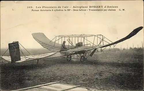 Ak Les Pionniers de l'air, Aeroplane Robart d'Amiens