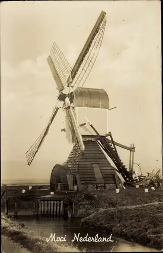 Ak Mooi Drenthe Niederlande, Windmühle