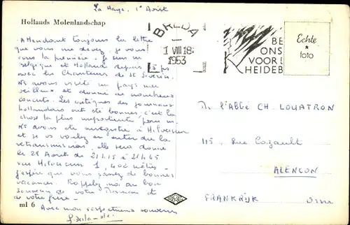 Ak Niederlande, Blick auf eine Windmühle