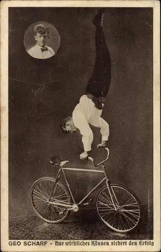 Ak Geo Scharf, Akrobat auf einem Fahrrad, Fahrradartist