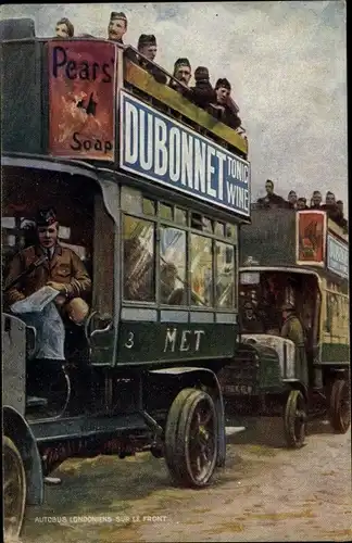 Ak Reklame, Dubonnet, Vin Tonique, Britische Soldaten, Autobus