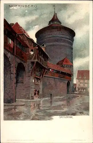 Künstler Litho Mutter, K., Nürnberg in Mittelfranken Bayern, Spittlertor