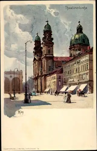 Künstler Litho Kley, Heinrich, München, Theatinerkirche