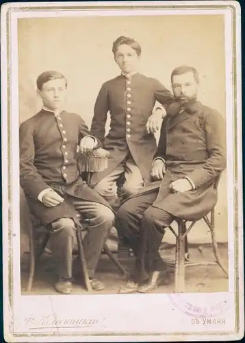 Kabinett Foto Uman Ukraine, Portrait von drei Männern