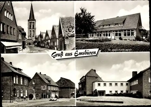 Ak Emsbüren in Niedersachsen, Langestraße, St. Josefs-Kindergarten, Bahnhofstraße