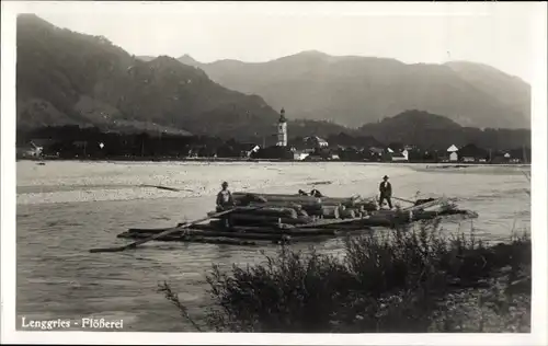 Ak Lenggries in Oberbayern, Flößerei