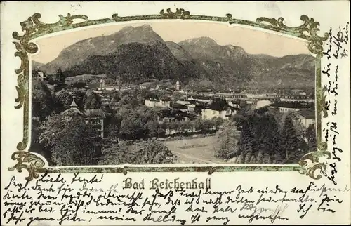 Präge Passepartout Ak Bad Reichenhall in Oberbayern, Totalansicht