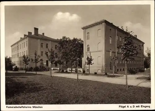 Ak München, Kameradschaftsheime, Flügel A. u. D. mit Eingang