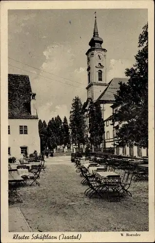 Ak Schäftlarn Oberbayern, Kloster, Restaurant, Terrasse