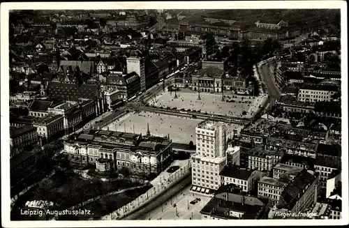 Ak Leipzig Sachsen, Augustusplatz, Fliegeraufnahme