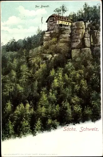 Ak Hohnstein Sächsische Schweiz, Brand, Blick auf Hotel