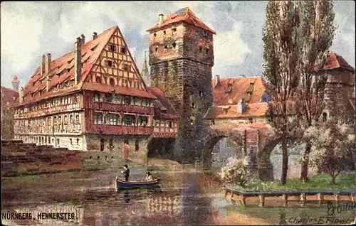 Künstler Ak Flower, Charles, Nürnberg in Mittelfranken, Henkersteg, Turm, Tuck 612B