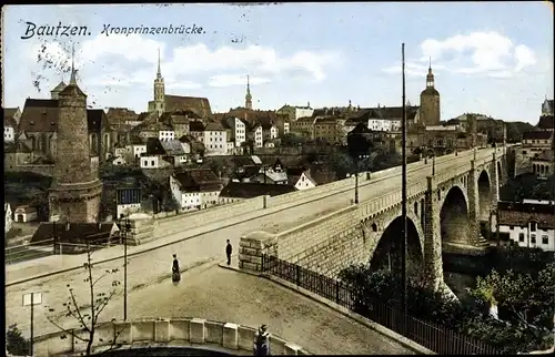 Ak Bautzen in der Lausitz, Kronprinzenbrücke